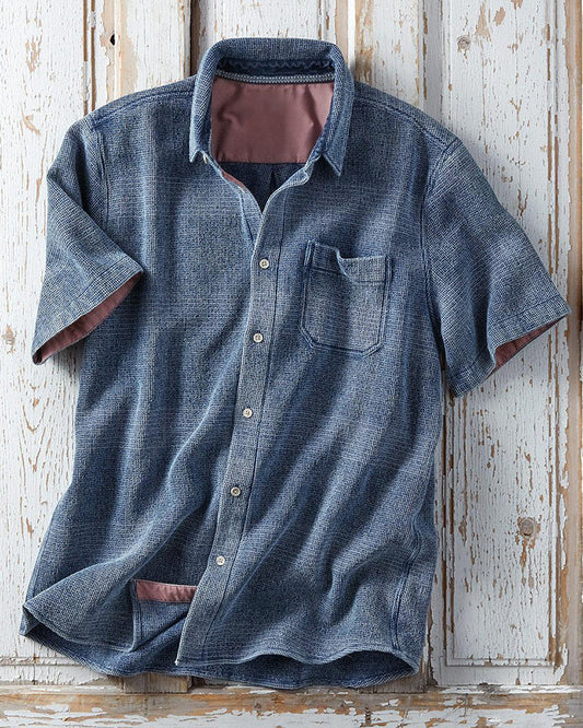 Men's Indigo Short Sleeve Button-Up Shirt