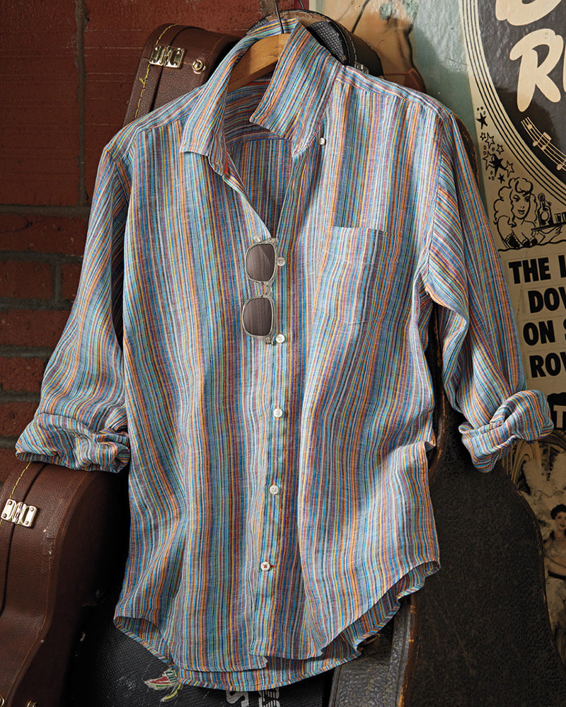 Vertical Striped Button Down Long Sleeve Shirt