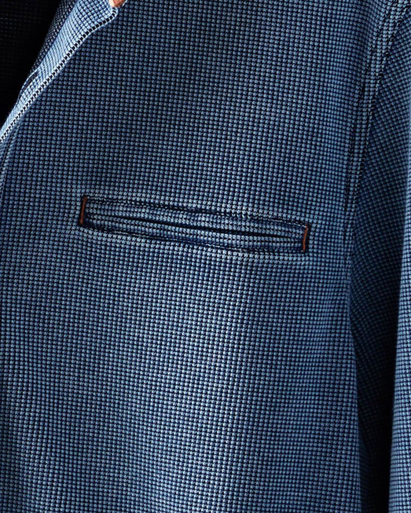 Long Sleeve Blend Indigo Waffle Shirt