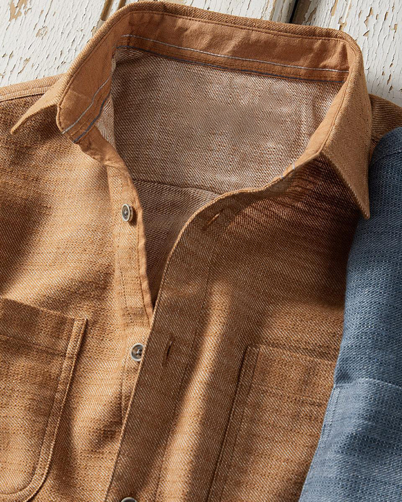 Men's Solid Color Short Sleeve Button-Up Shirt