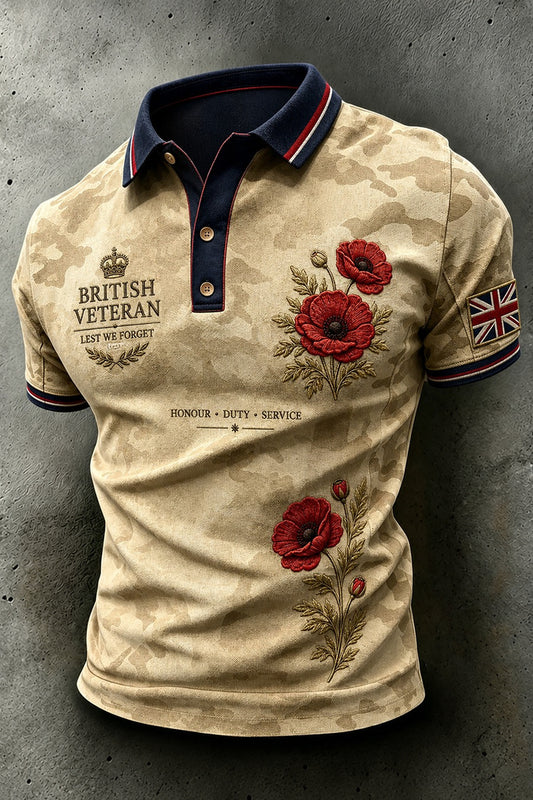 British Veteran Desert Camo Polo Shirt