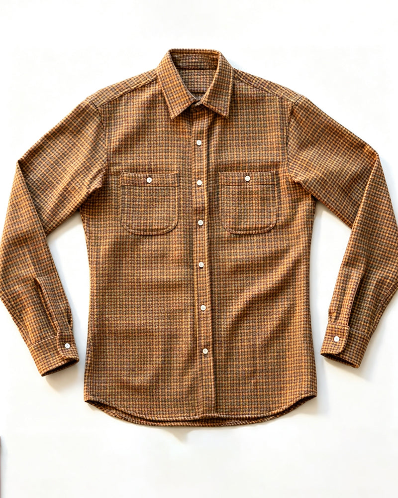 Men's Houndstooth Dual Chest Pocket Long Sleeve Shirt