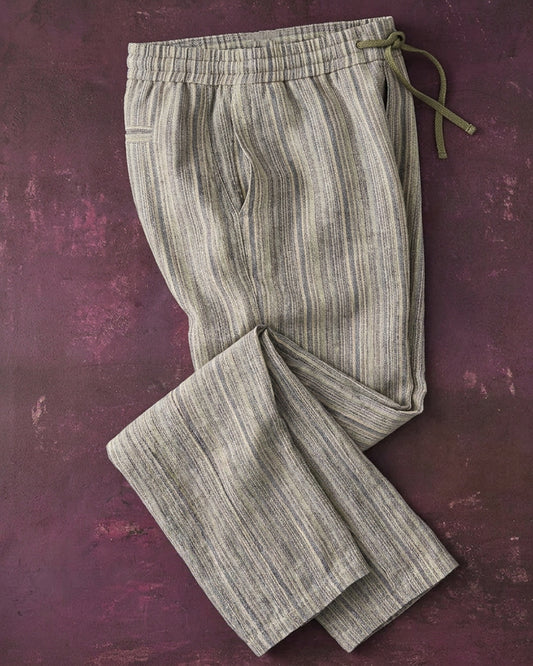 Men's Natural Stripe Linen Drawstring Pants