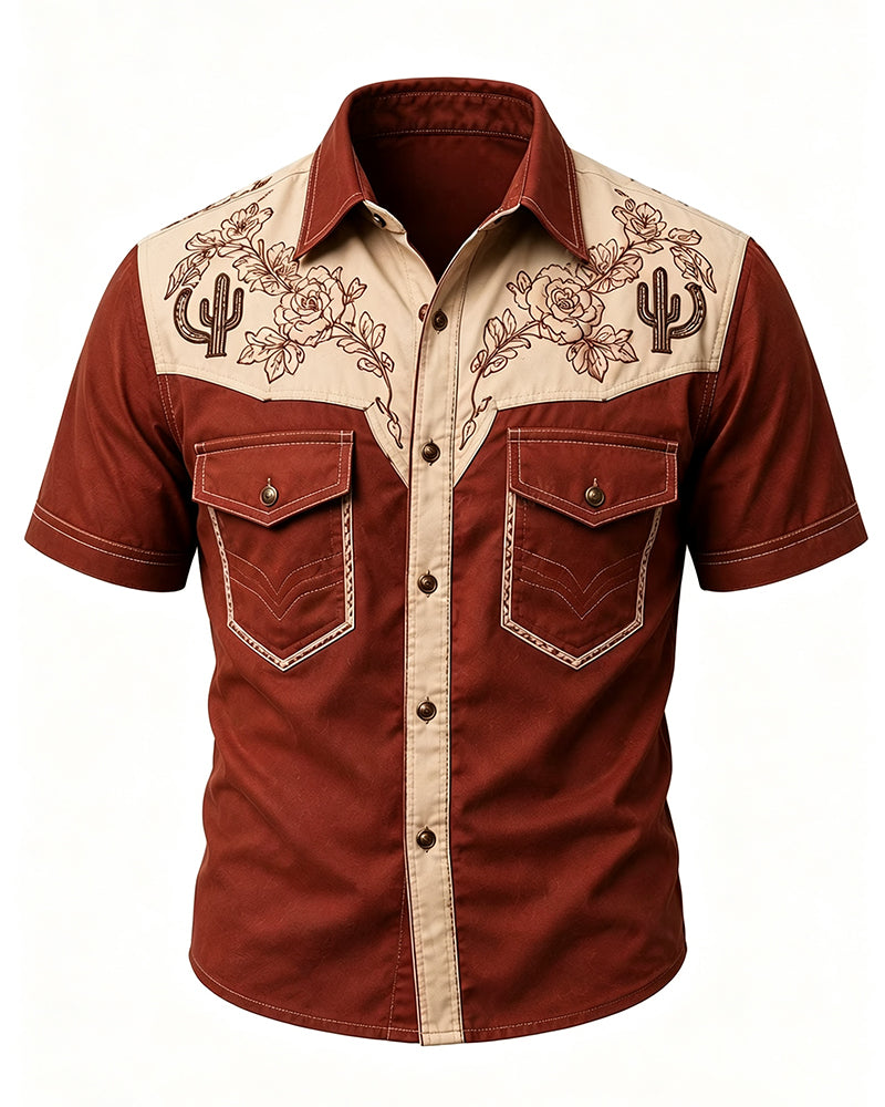 Men's Cowboy Cactus Short-Sleeve Shirt