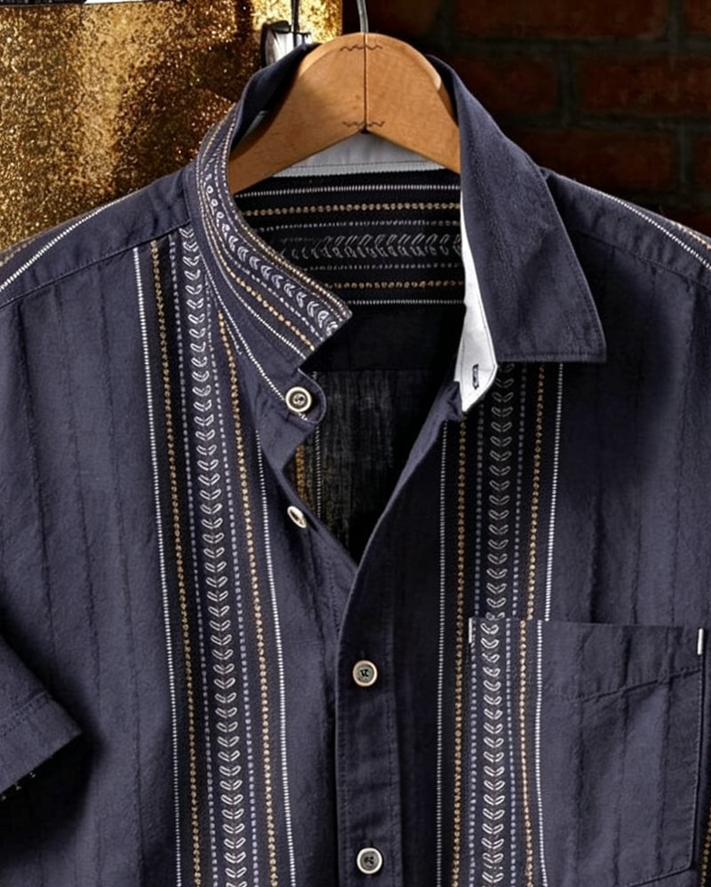 Casual Multi-Stripe Short Sleeve Shirt