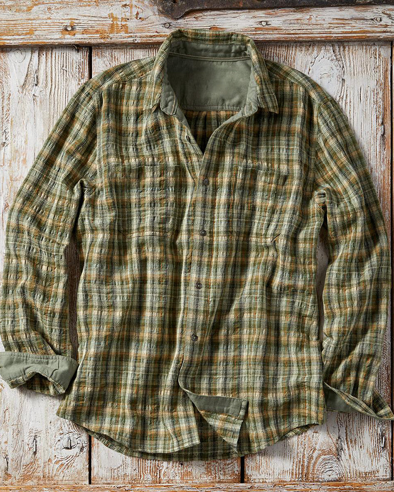 Textured Plaid Pocket Shirt