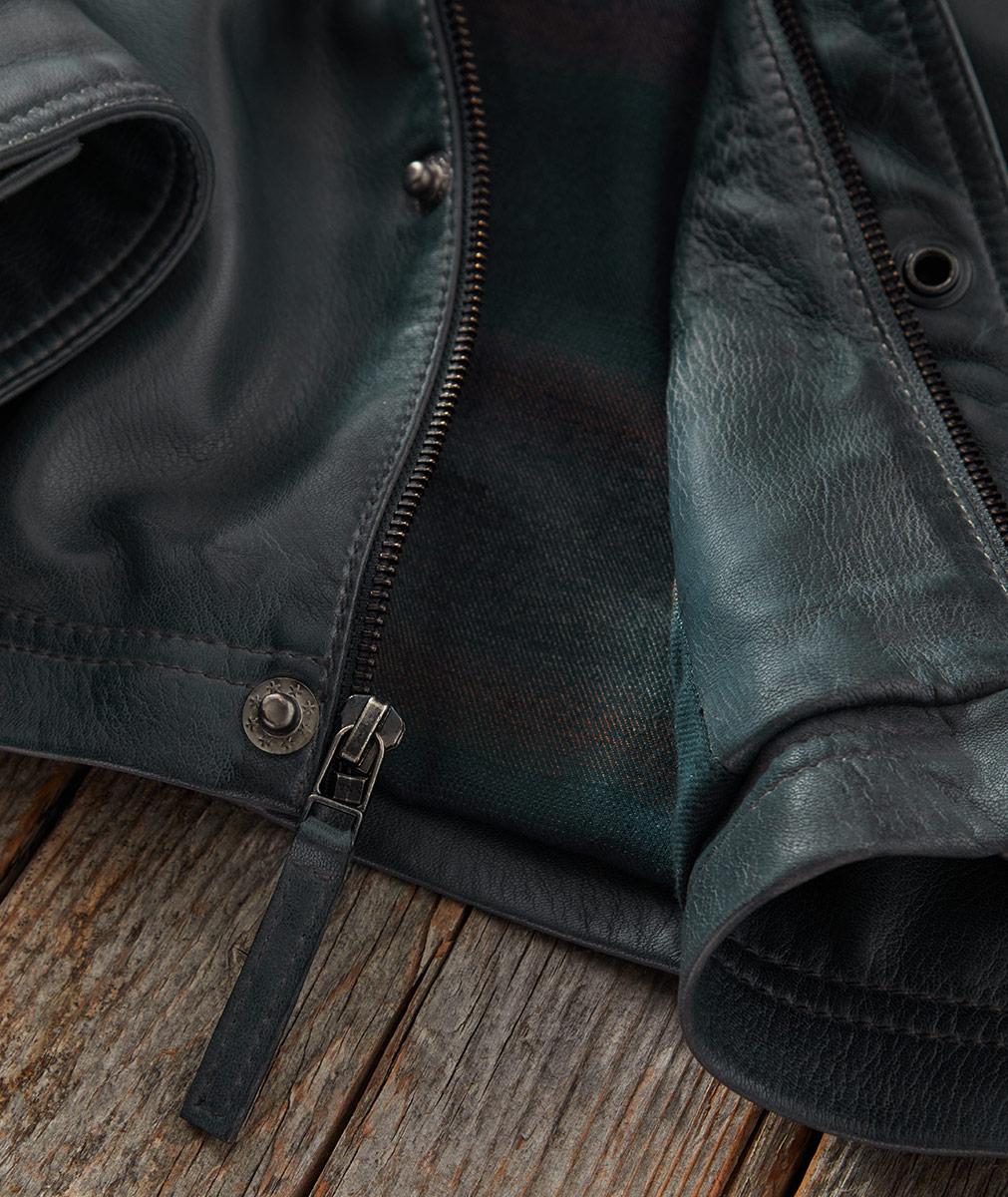 Men's Slate Leather Bomber