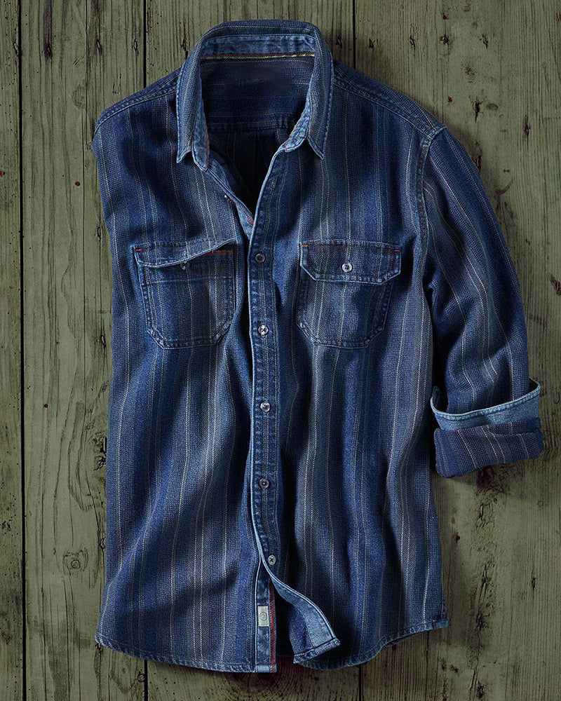 Men's Double Pocket Striped Shirt