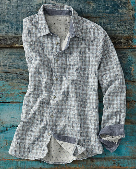 Men's Contrast Cuff Plaid Shirt