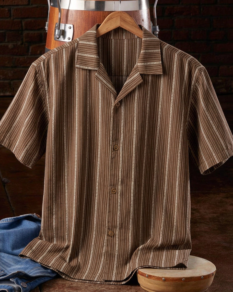 Vintage Striped Short Sleeve Shirt
