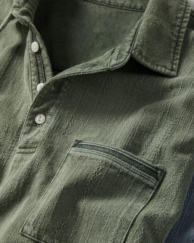 Men's Jacquard Pocket Short Sleeve Polo