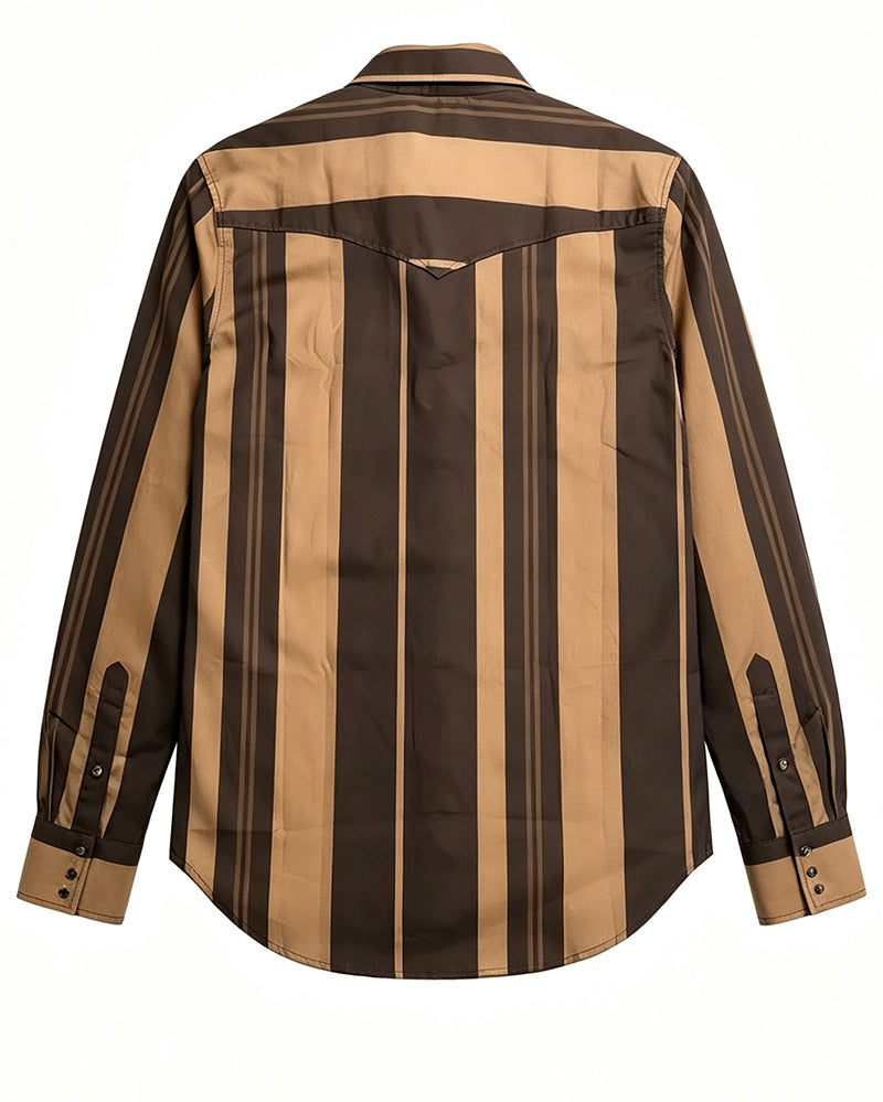 Men's Dual Tone Vertical Striped Point Yoke Western Shirt