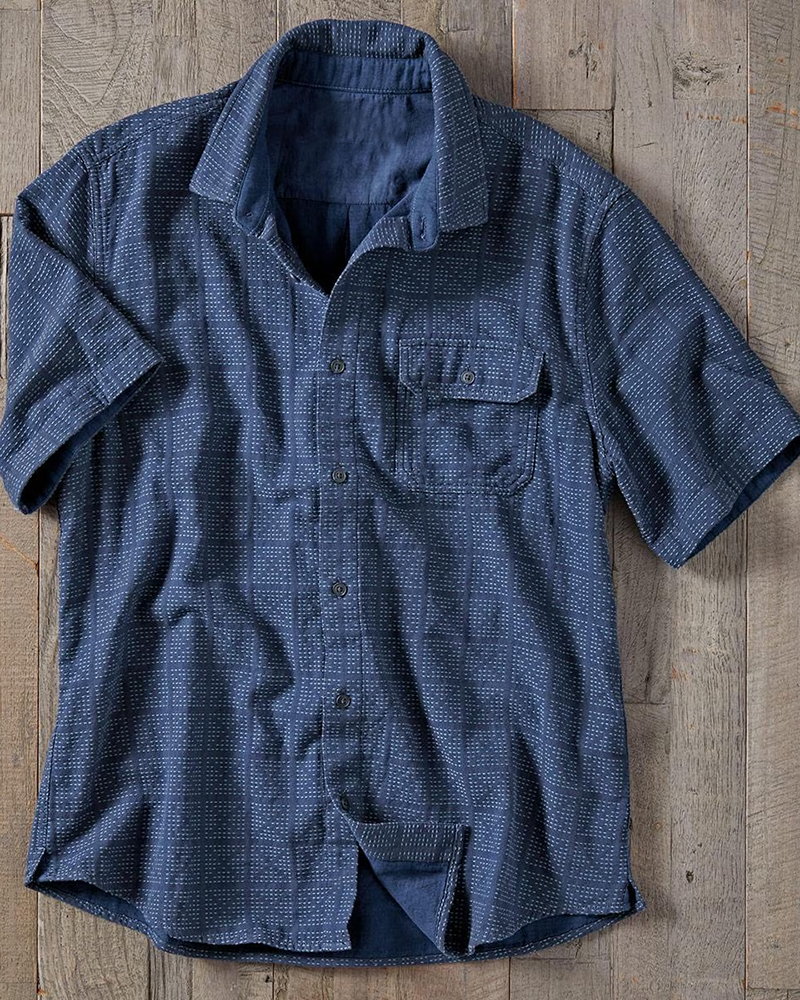 Men's Navy Woven Short Sleeve Shirt