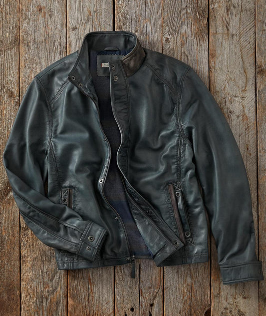 Men's Slate Leather Bomber