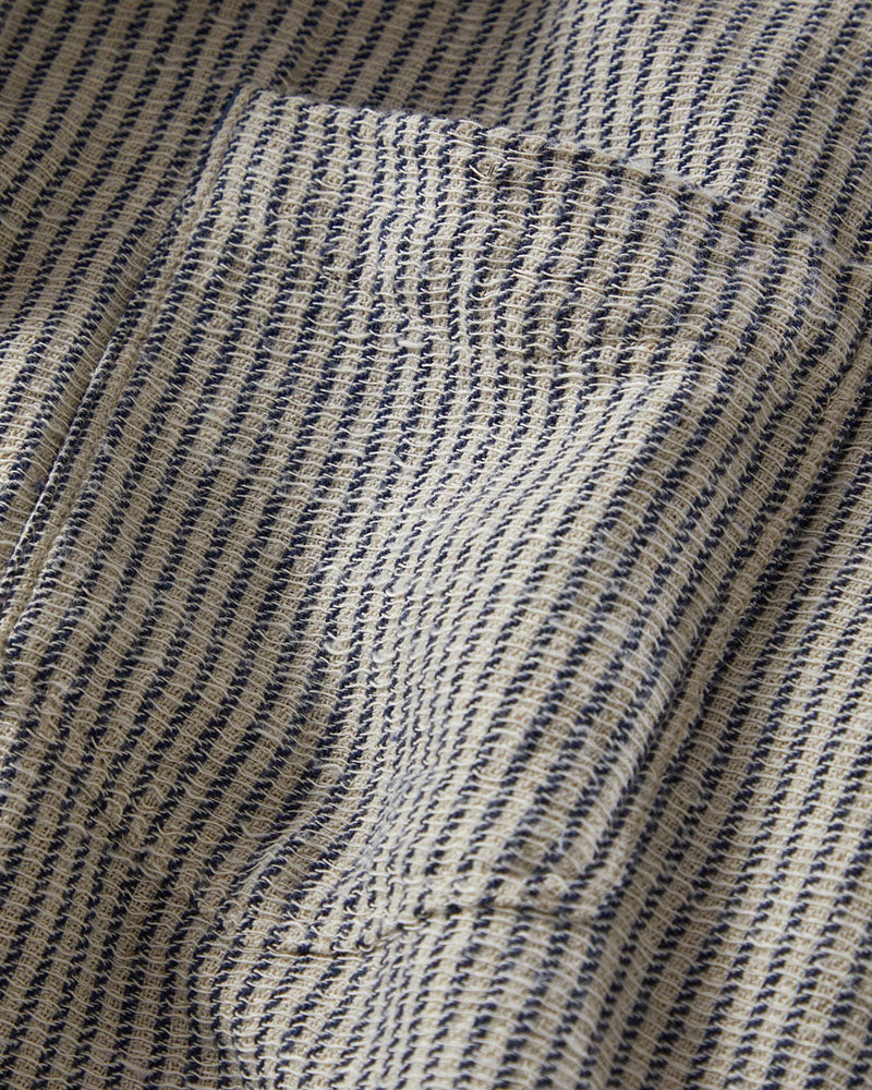 Cotton Linen Pockets Stripe Shirt