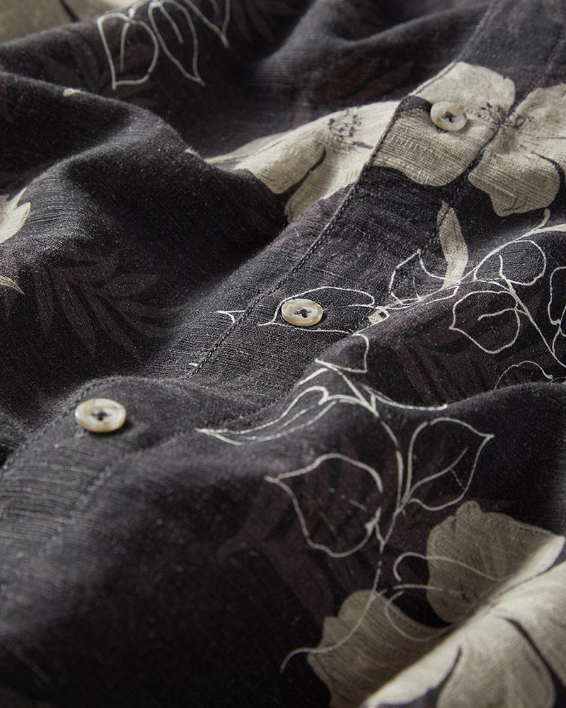 Men's Floral Print Short Sleeve Button-Up Shirt