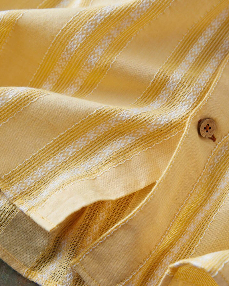 Yellow Dobby Stripe Button Down Shirt