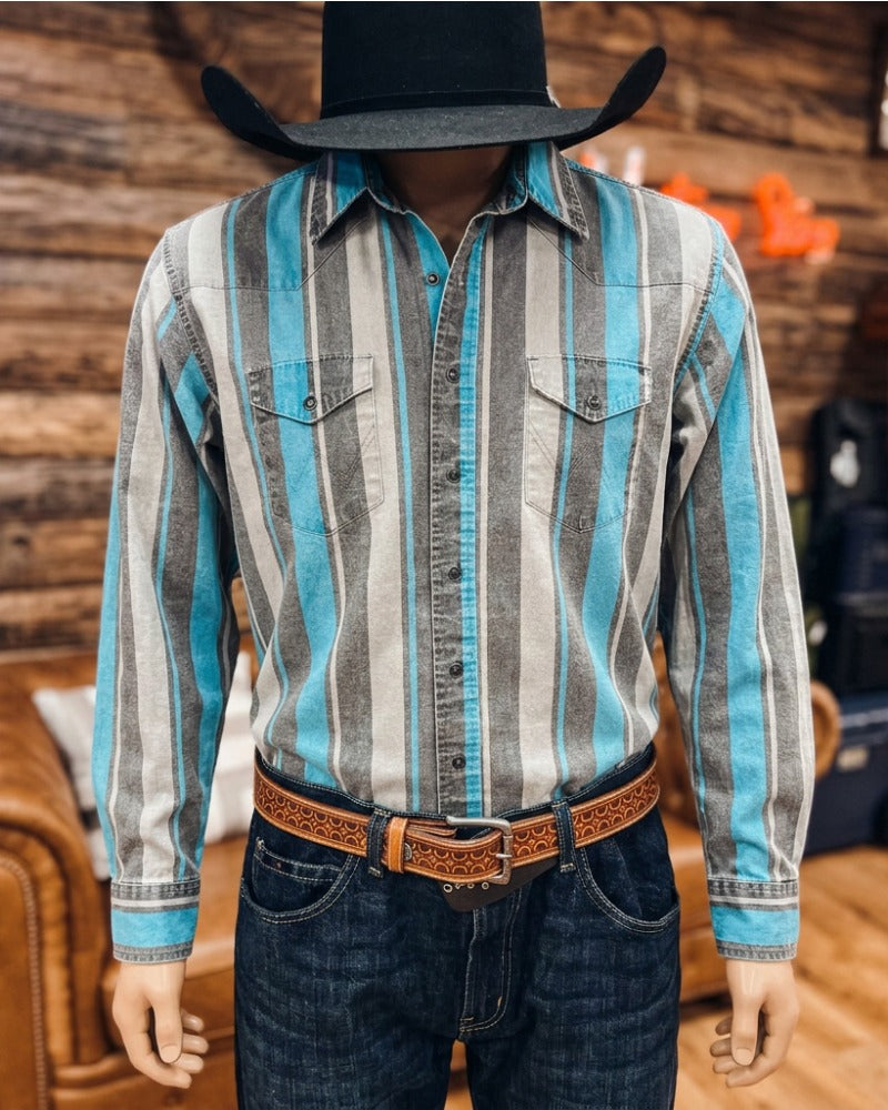 Men's Casual Stripe Pocket Shirt