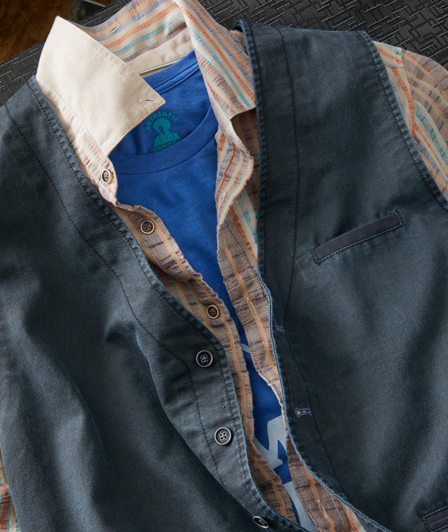 Navy Cotton Suede Vest
