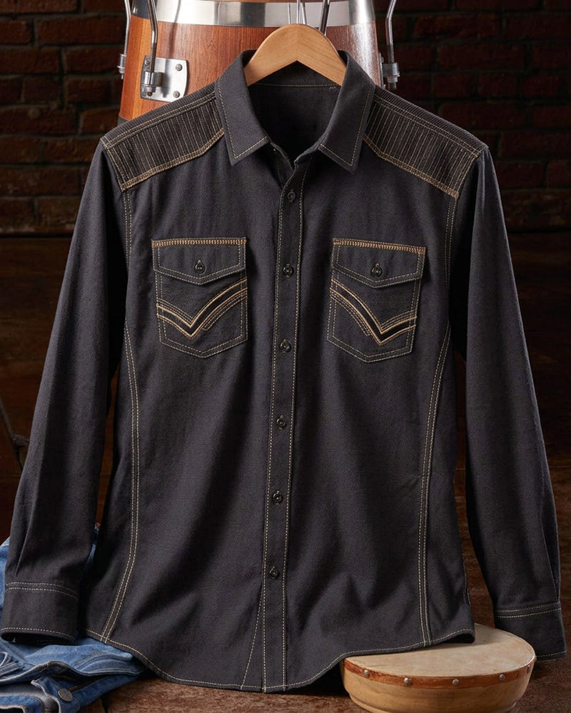Black Brown Athletic Western Shirt