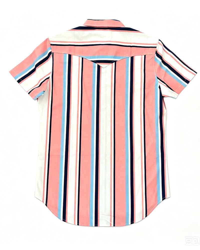 Men's Vertical Stripe Western Short Sleeve Shirt