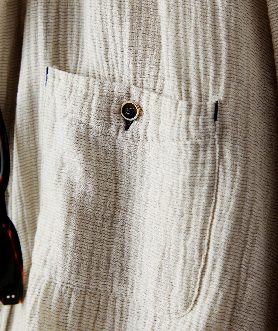 Cotton Crinkle Gauze Stripe Shirt