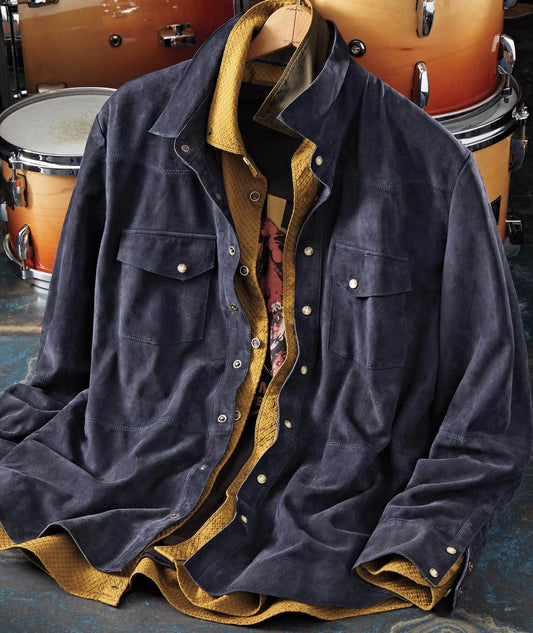Goat Suede Leather Jacket Shirt