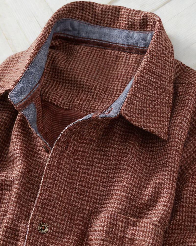 Men's Houndstooth Print Casual Shirt