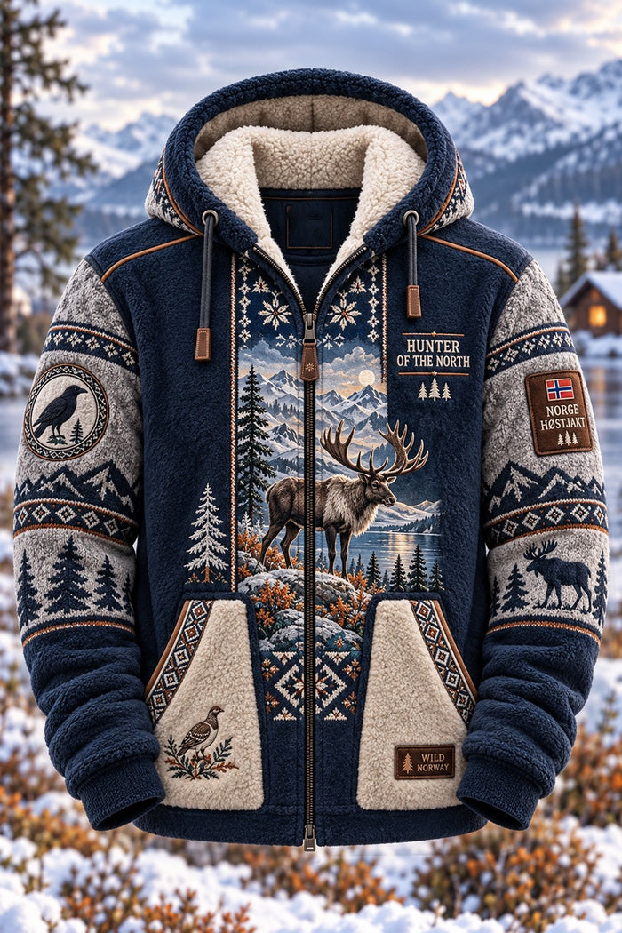 Nordic Reindeer Sherpa Lined Jacket