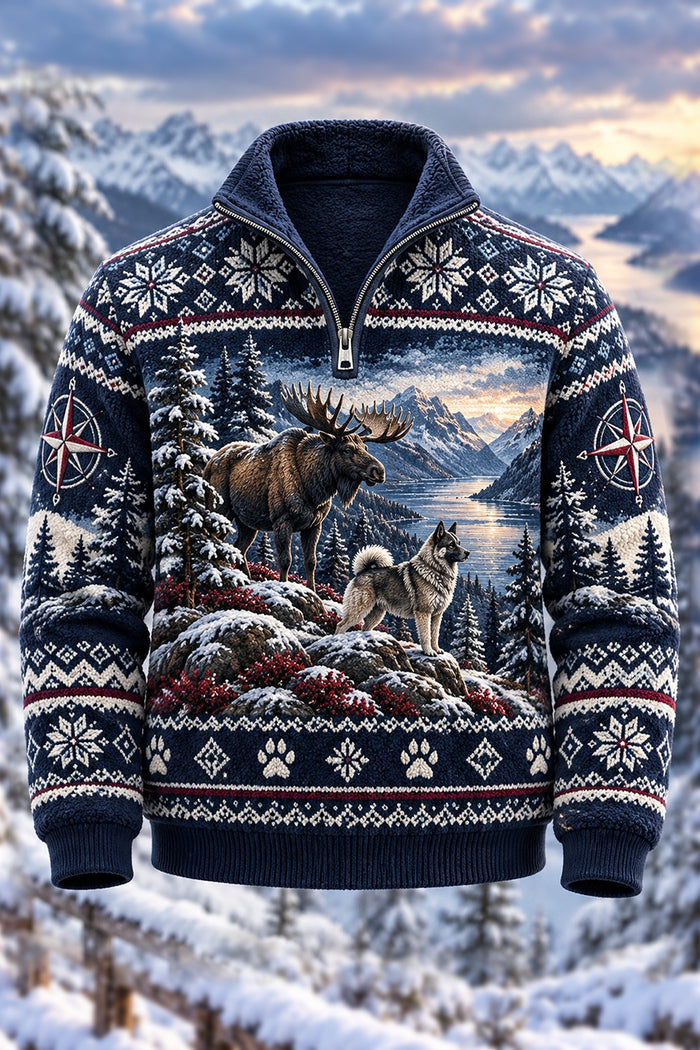 Nordic Wildlife Scenic Knit Sweater