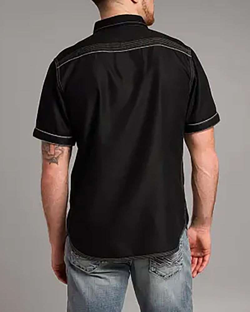 Men's Contrast Trim Pearl Snap Shirt