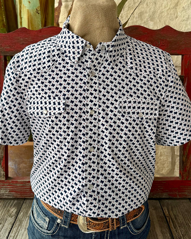 Men's Print Western Short Sleeve Snap Shirt
