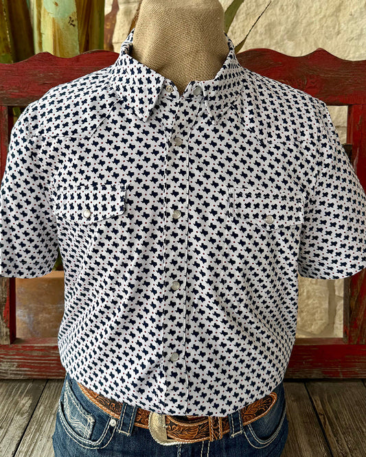 Men's Print Western Short Sleeve Snap Shirt