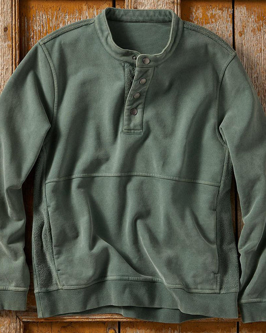 Men's Henley Snap Placket Pocket Sweatshirt