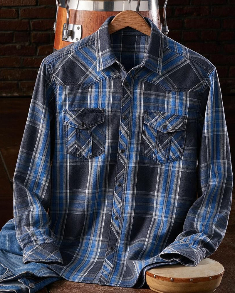 Western Contrast Plaid Shirt