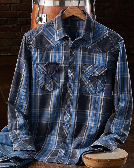 Western Contrast Plaid Shirt