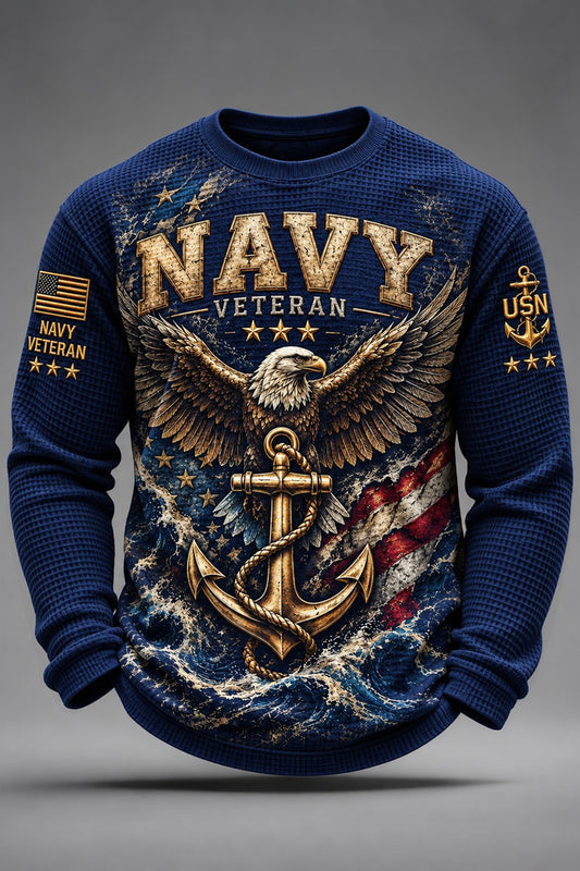 U.S. Navy Veteran Eagle Anchor Long Sleeve Shirt