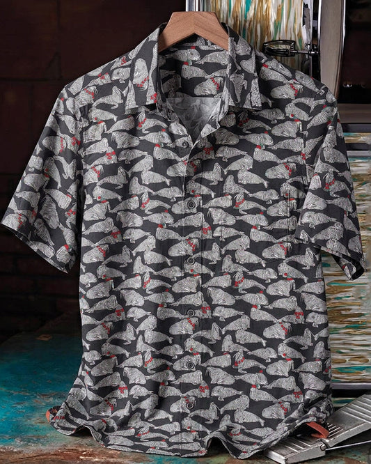 Black Seal Print Short Sleeve Shirt