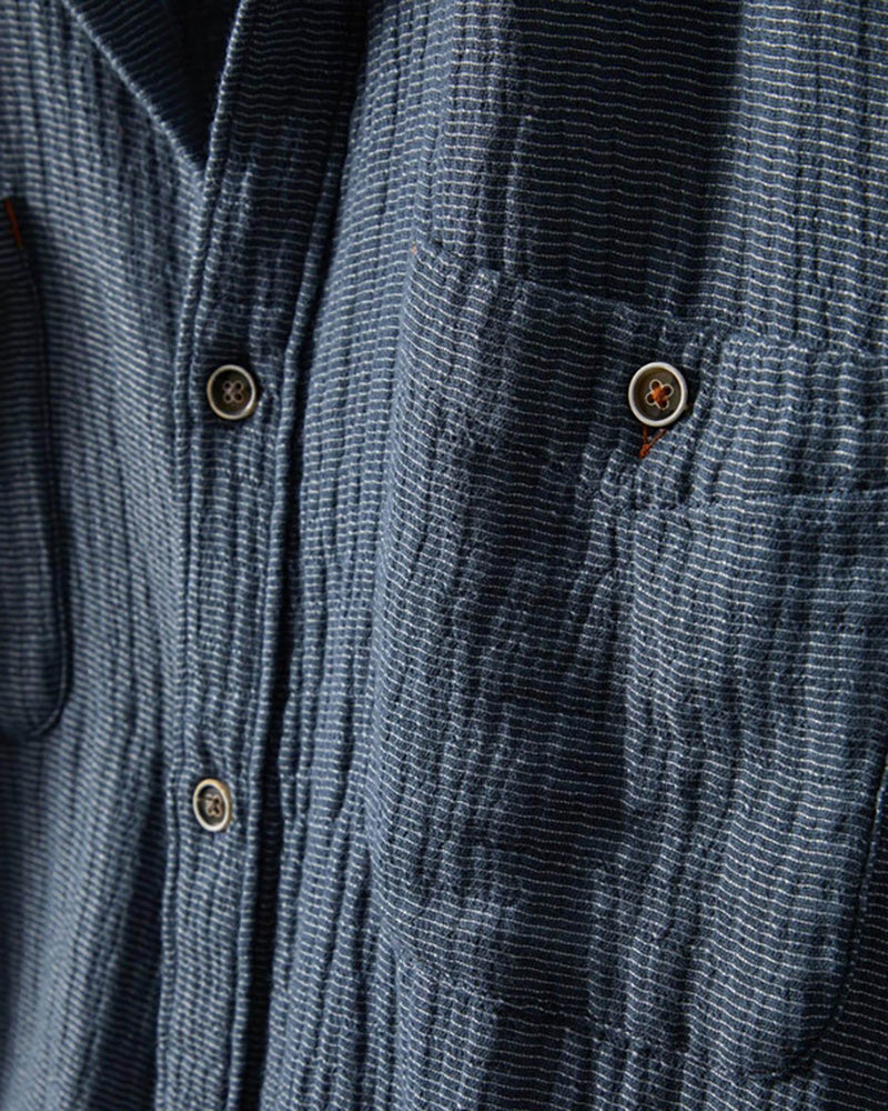 Long Sleeve Crinkle Gauze Stripe Shirt