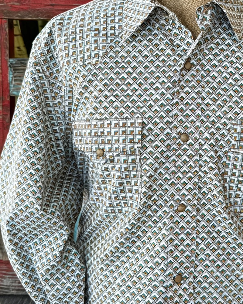 Men's Print Western Long Sleeve Snap Shirt