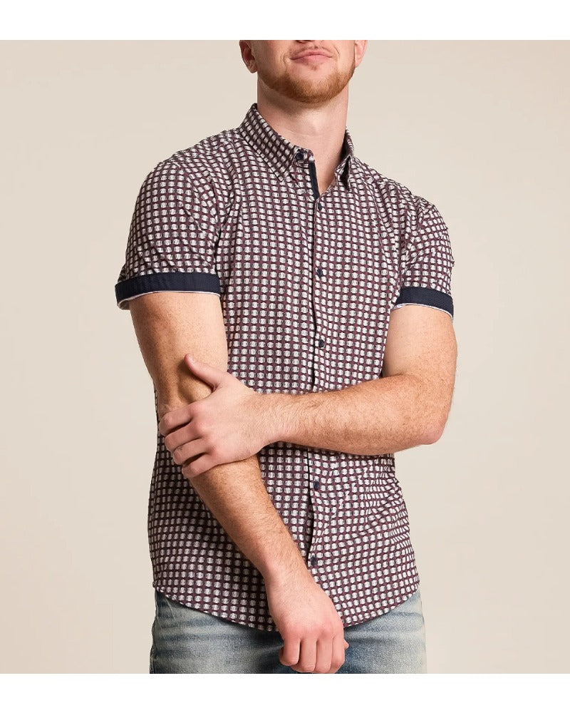 Contrast Colored Trim Short Sleeve Shirt