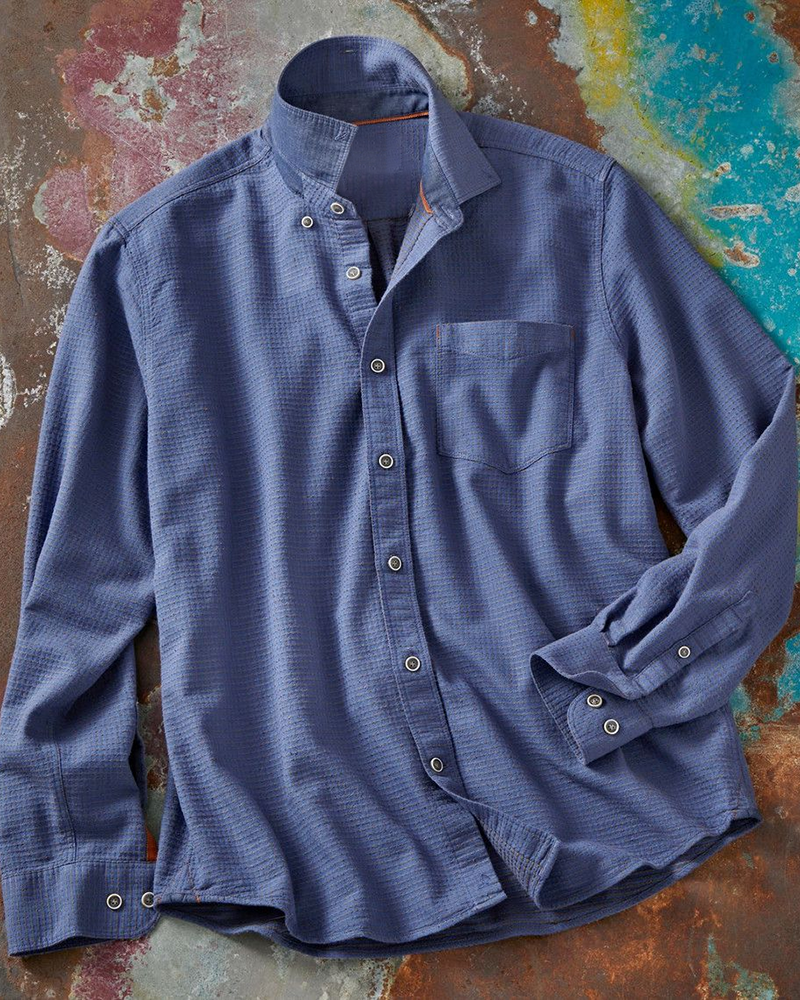 Long Sleeve Cotton Blend Dobby Shirt