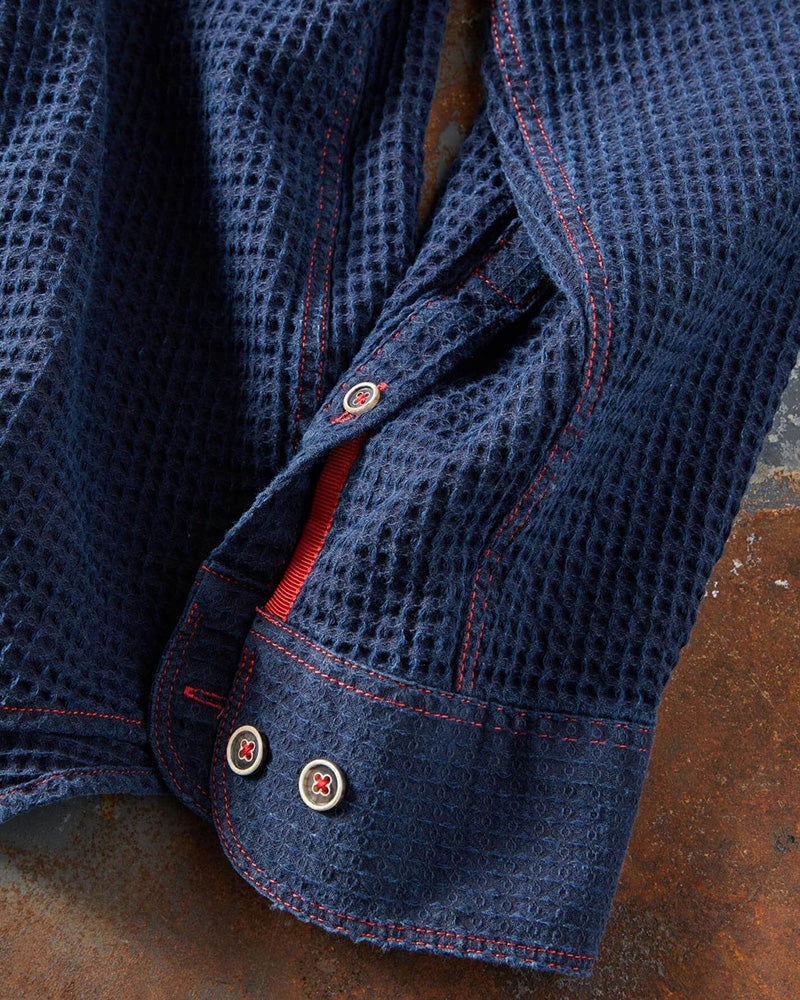 Long Sleeve Indigo Waffle Shirt