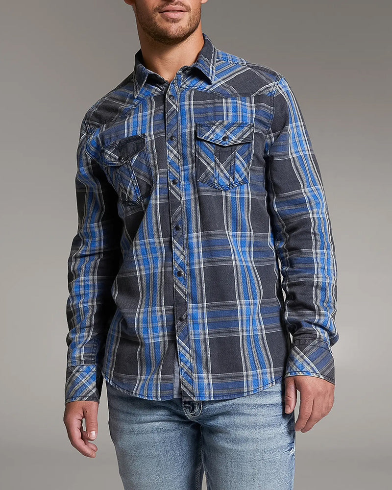 Western Contrast Plaid Shirt