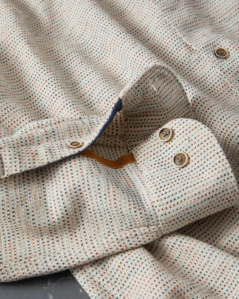 Long Sleeve Cotton Blend Colorful Weave Shirt