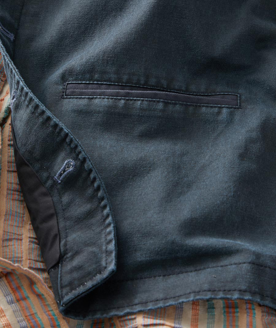 Navy Cotton Suede Vest