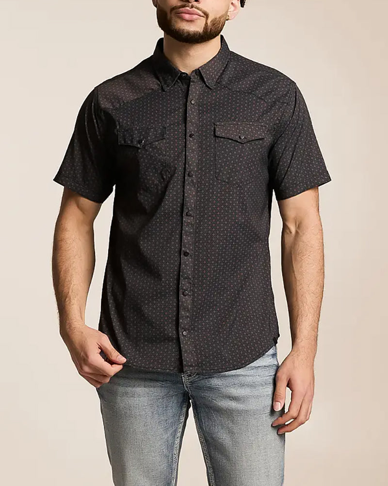 Men's Mini Dotted Printed Western Short Sleeve Shirt