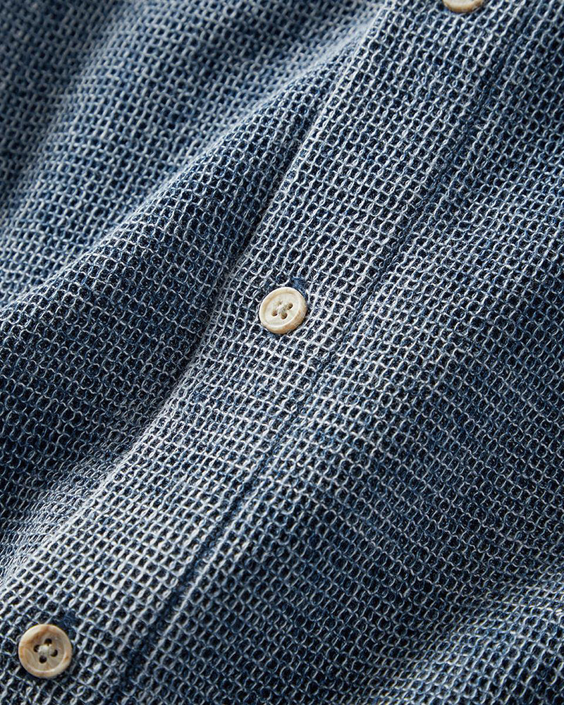 Men's Indigo Short Sleeve Button-Up Shirt