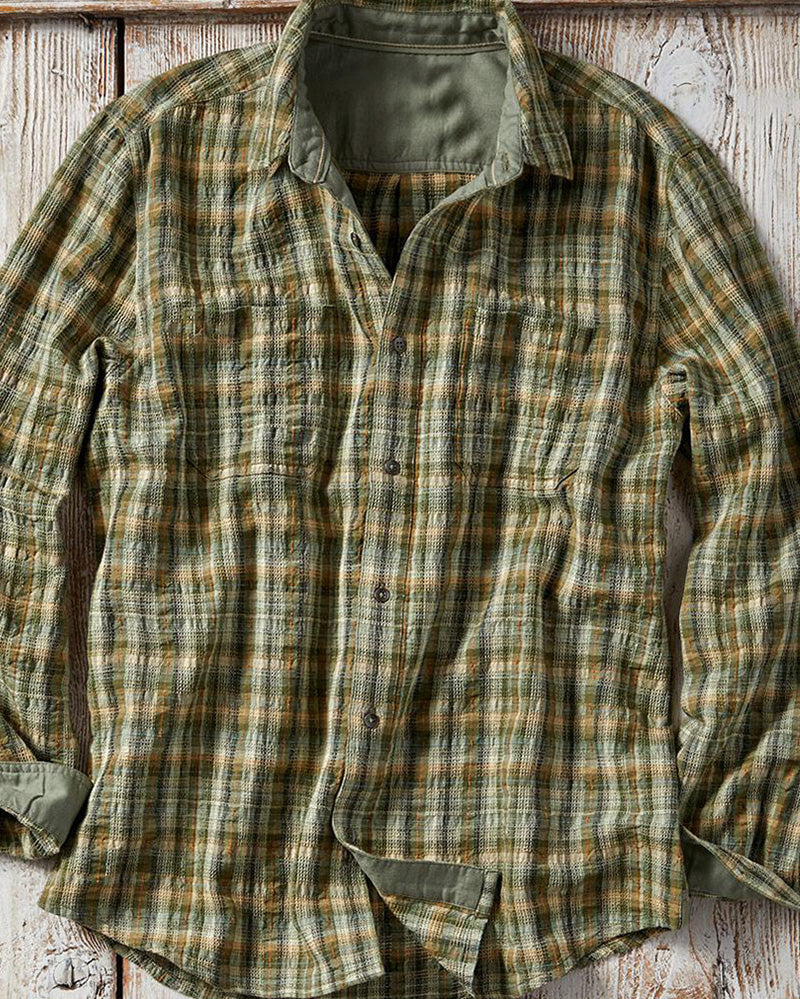 Men's Textured Plaid Button Shirt