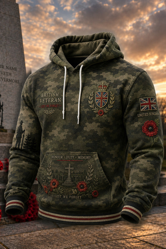Casual British Veteran Memorial Camo Hoodie